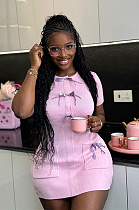 SUPER WHOLESALE | Bows Knitted Dress in Pink