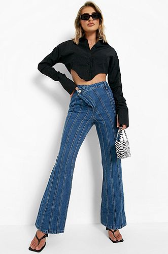 SUPER WHOLESALE | High Waisted Flared Paneled Jean