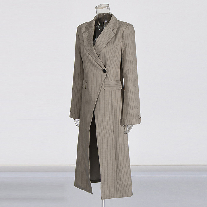 SUPER WHOLESALE | Side-Slit Single-Button Long Trench Coat