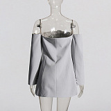 SUPER WHOLESALE | Off-Shoulder Tie Hollow Top + Straight-Leg High-Waisted Wide-Leg Pants