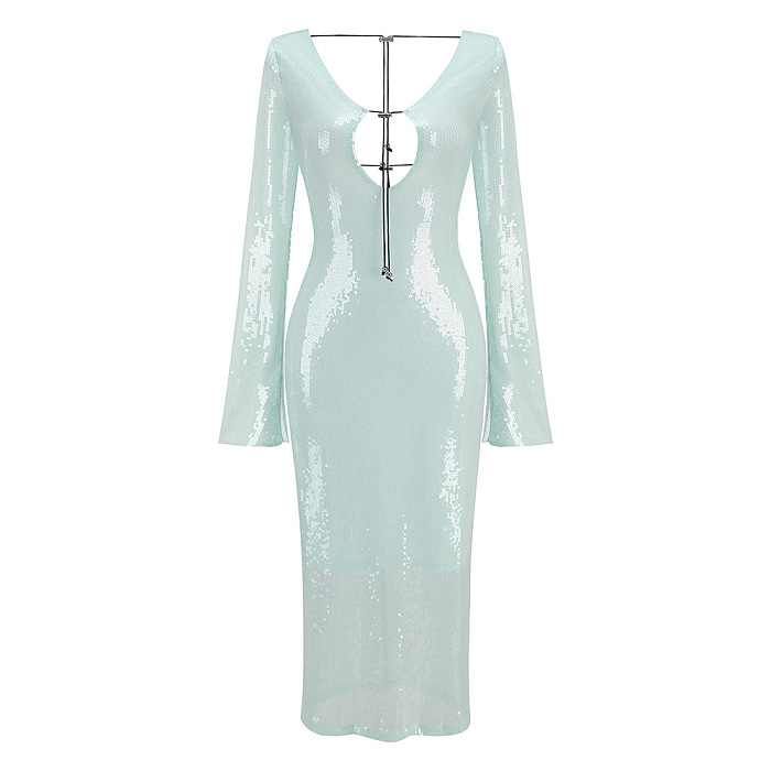 SUPER WHOLESALE | Sequins Hollow-out Long Dress