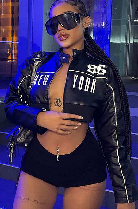 SUPER WHOLESALE | Pu Material Crop Jacket Top