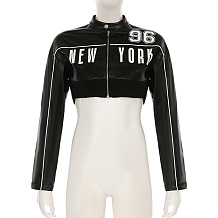 SUPER WHOLESALE | Pu Material Crop Jacket Top