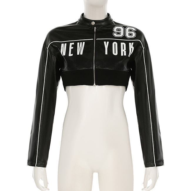 SUPER WHOLESALE | Pu Material Crop Jacket Top