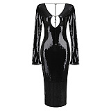 SUPER WHOLESALE | Sequins Hollow-out Long Dress