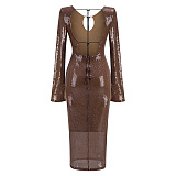 SUPER WHOLESALE | Sequins Hollow-out Long Dress