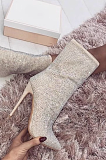 Bling Bling Zip Up Ankle High Short Boots