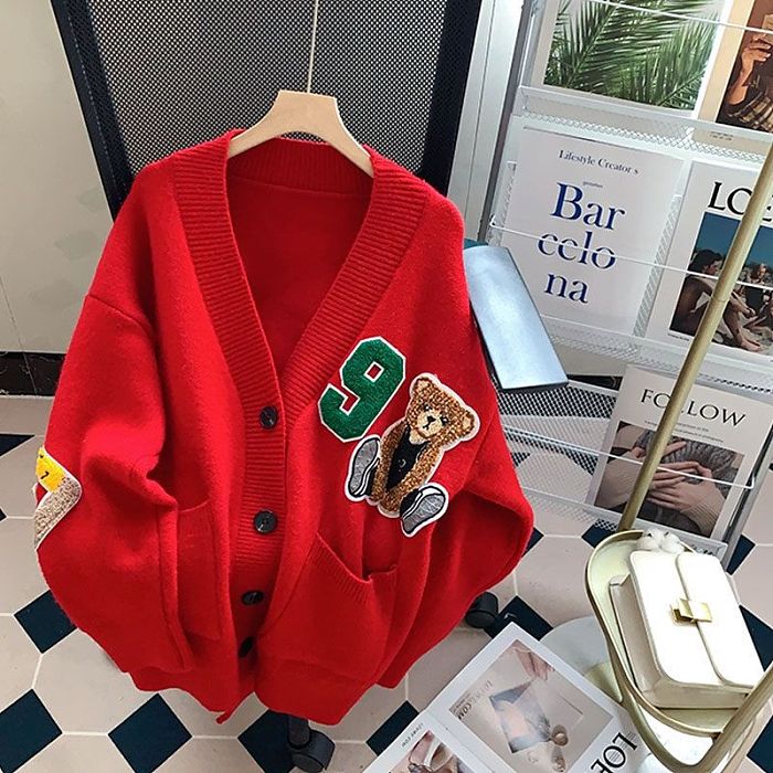 SUPER WHOLESALE | Bear Embroidered Cadigan