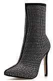 Bling Bling Zip Up Ankle High Short Boots