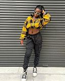 SUPER WHOLESALE | Wool Plaid Zipped Crop Jacket