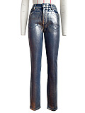 SUPER WHOLESALE | Silver Metallic Skinny Stretch Jeans