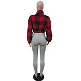 SUPER WHOLESALE | Wool Plaid Zipped Crop Jacket