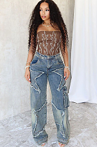 SUPER WHOLESALE | Distressed Cargo Jeans