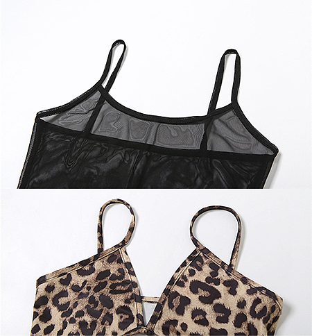SUPER WHOLESALE | Leopard print mesh 2 piece top