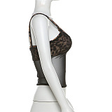 SUPER WHOLESALE | Leopard print mesh 2 piece top