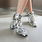 SUPER WHOLESALE | Sequined Side Zipped Ankle Boots