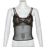 SUPER WHOLESALE | Leopard print mesh 2 piece top