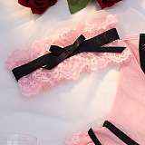 SUPER WHOLESALE | Lace ruched mesh stitch knotted cami bodysuit