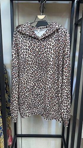 SUPER WHOLESALE | Leopard Hoodie Top