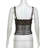 SUPER WHOLESALE | Leopard print mesh 2 piece top