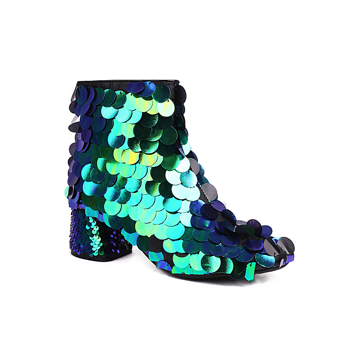 SUPER WHOLESALE | Sequined Side Zipped Ankle Boots
