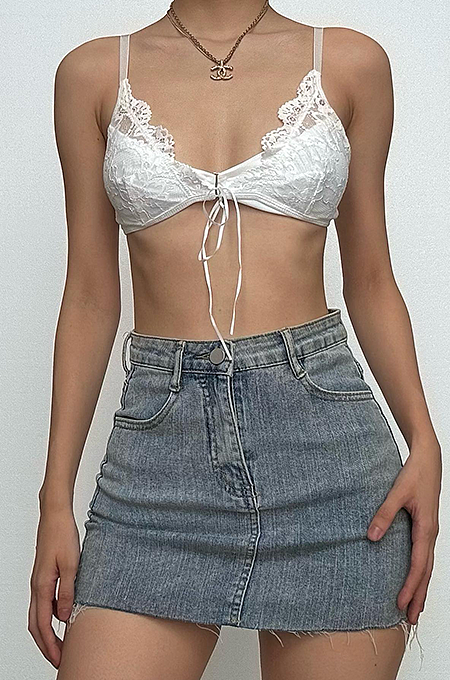 SUPER WHOLESALE | Lace bowknot button solid cami top