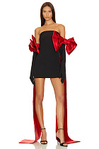 SUPER WHOLESALE | Strapless Mini Dress with Bows, Cuffs, Strip