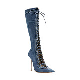 SUPER WHOLESALE | Lace Up Sharp Toe Heels