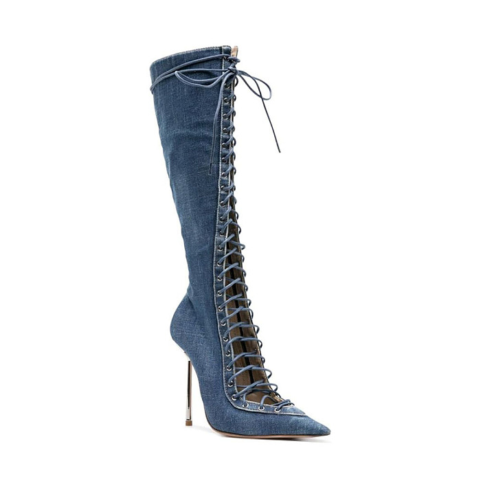 SUPER WHOLESALE | Lace Up Sharp Toe Heels