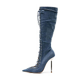 SUPER WHOLESALE | Lace Up Sharp Toe Heels