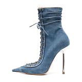 SUPER WHOLESALE | Lace Up Sharp Toe Heels