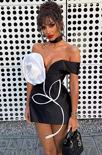 SUPER WHOLESALE | Strapless Big Rose Decoration Mini Dress
