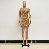 SUPER WHOLESALE | Feather Hem Bling Bling Strapless Dress