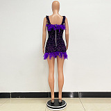 SUPER WHOLESALE | Feather Hem Bling Bling Strapless Dress