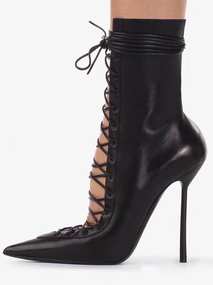 SUPER WHOLESALE | Lace Up Sharp Toe Heels
