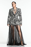 SUPER WHOLESALE | Lace Patchwork Rhinestone Blazer Dress