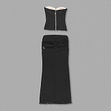 SUPER WHOLESALE | Strapless Long Dress Two-piece Set.