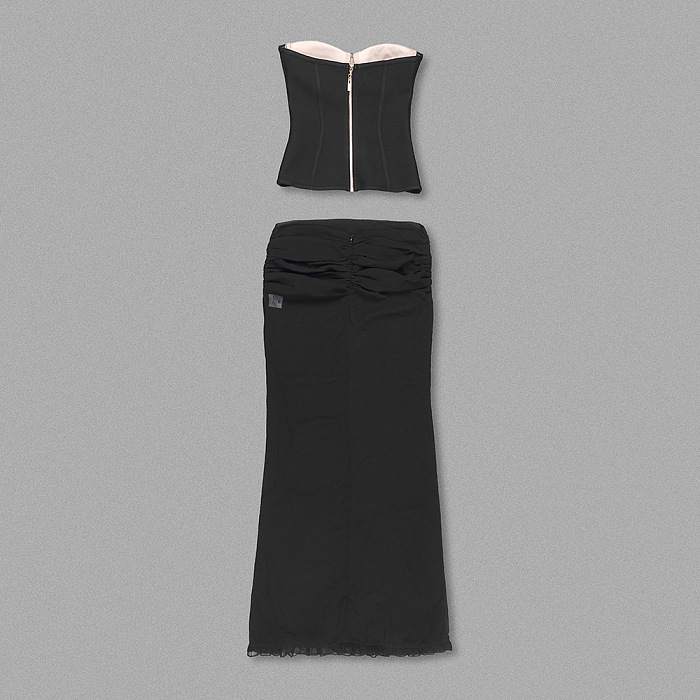 SUPER WHOLESALE | Strapless Long Dress Two-piece Set.