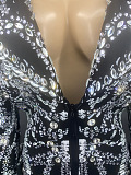 SUPER WHOLESALE | Lace Patchwork Rhinestone Blazer Dress