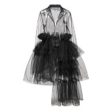 SUPER WHOLESALE | See-through Patchwork Shirt Dress