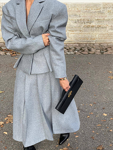 SUPER WHOLESALE | Woolen Pleated skirt Set