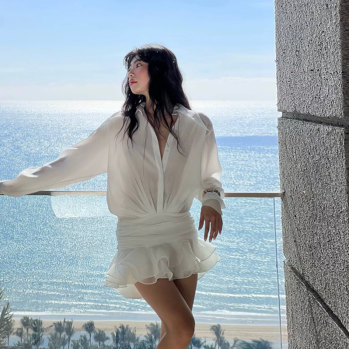SUPER WHOLESALE | Lantern Sleeves Shirt Dress