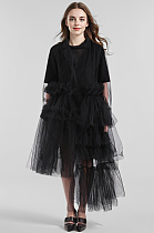 SUPER WHOLESALE | See-through Patchwork Shirt Dress