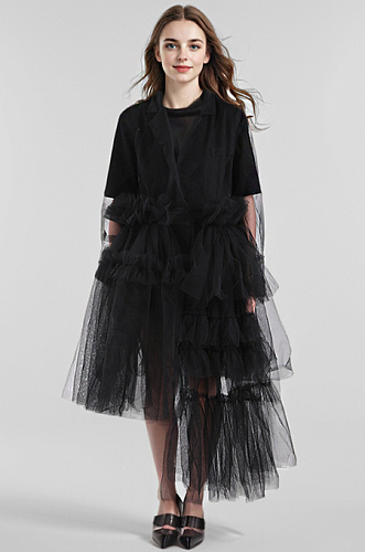 SUPER WHOLESALE | See-through Patchwork Shirt Dress