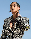 SUPER WHOLESALE | Lace Patchwork Rhinestone Blazer Dress