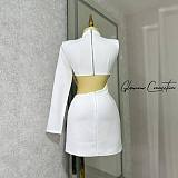 SUPER WHOLESALE | Pearl Chain Hollow-out One-shoulder Dress