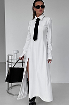 SUPER WHOLESALE | Side Split Shirt Dress with Tie