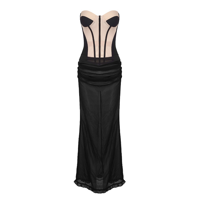 SUPER WHOLESALE | Strapless Long Dress Two-piece Set.