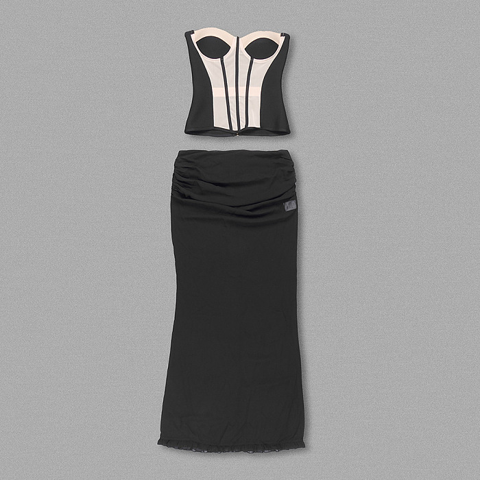 SUPER WHOLESALE | Strapless Long Dress Two-piece Set.