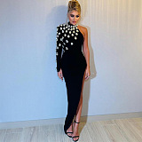 SUPER WHOLESALE | Beaded One-shoulder Elegence Long Dress